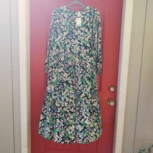 H&M Floral Long Sleeve Fall Midi Dress size XS